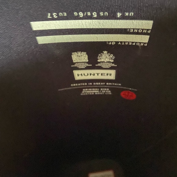 Women’s Tall Hunter Boots, Black with Cream Fleece Liners. - Picture 2 of 2